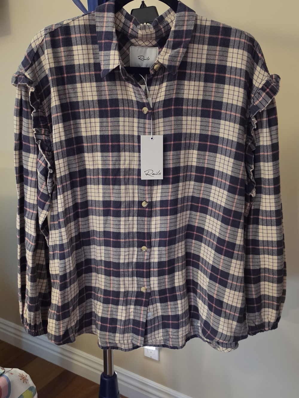 Rails Women's Navy & Cream Plaid Button-Up Shirt